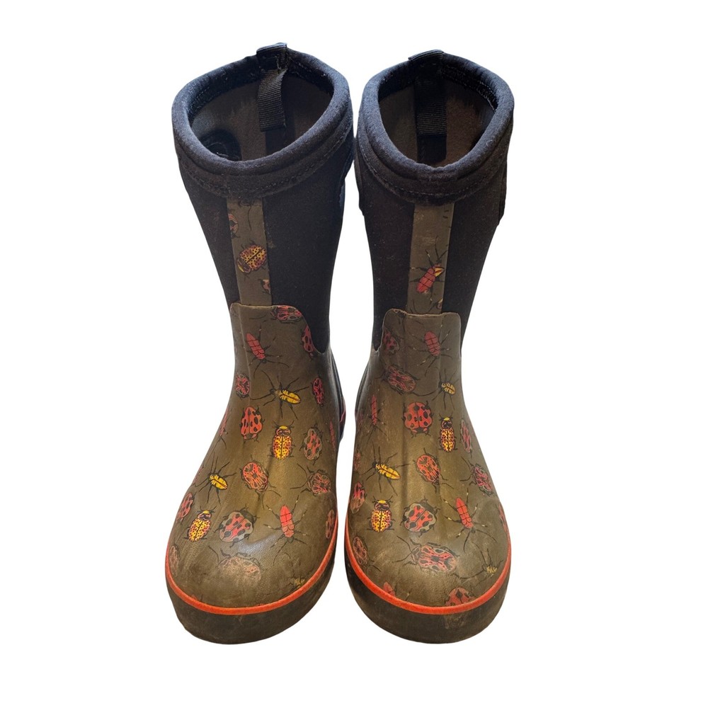 Bogs Classic II Bugs Kids Rain Boots Olive Green Ladybug Beetle 72904 Size 11