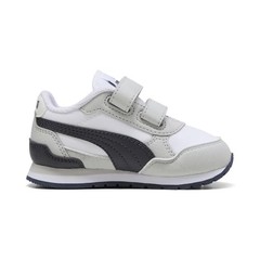 PUMA Unisex-Child ST Runner Hook and Loop, PUMA White-New Navy-Cool Light Gray,