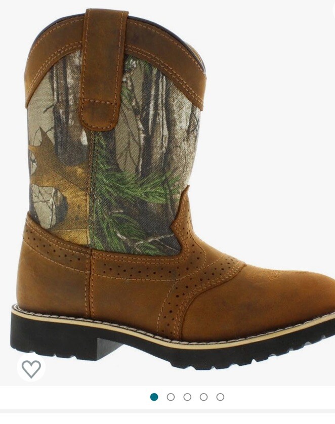 Buckaroo Camo Youth Size 1 Nylon Leather Pull On Real Camouflage Boots