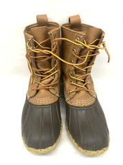 L.L. Bean Duck Boots Waterproof Brown Leather Rubber Lace-Up Unisex Kids 4