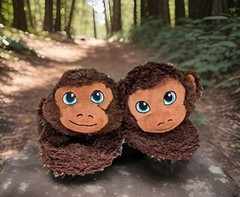 BOYS GIRLS SLIPPERS, BUILD A BEAR FAUX FUR MONKEY Sz M (12-13). SLIP ON. FOAM