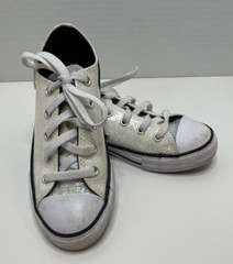CONVERSE All Star White Glitter/Sparkle Canvas Shoe Size 1 Youth-Pre Owned
