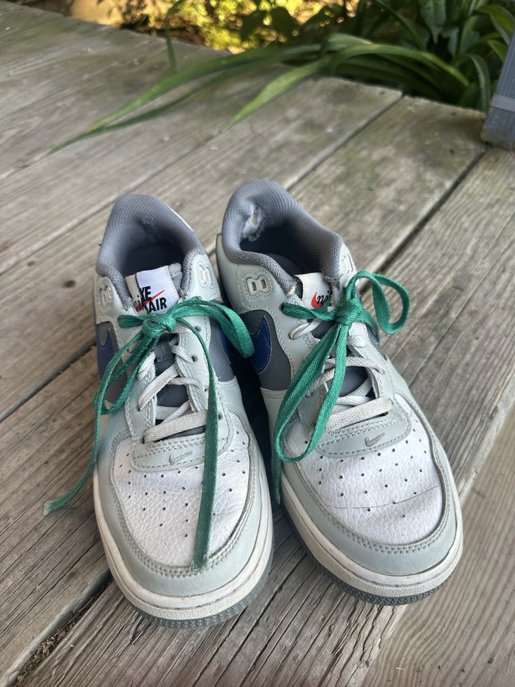 Size 6Y (GS) Nike Air Force 1 Light Silver/Deep Royal FB9035-001 Defects/No Box