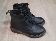 Dr Martens Kids Boots Size 3 Air Wair AW004 Boots Doc ZIPPER Black Pre-owned