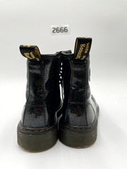 Dr. Martens Glitter 1460 Junior Kids 3 Boots Black Leather Round Toe Combat Boot