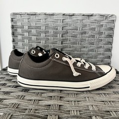 Converse All Star Low Canvas Brown Junior Size 5.5 White Lace Sneakers Great