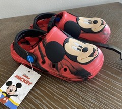 Disney Mickey Mouse Toddlers Red Clogs Slides Back Strap Shoes Unisex Size 9-10