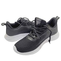 Breathable Black Mesh Lace-Up Running Shoes For boys With Lightweight size 4