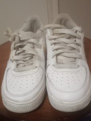 Nike Air Force GS White Leather Digital Swoosh Youth Sneakers CW1577-100 Size 7Y