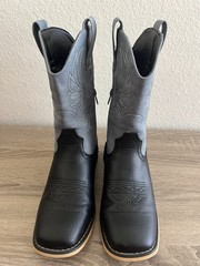 Vodvob Kids Boots 3 Black & Blue Zip Pull On Western Cowboy Cowgirl Rodeo