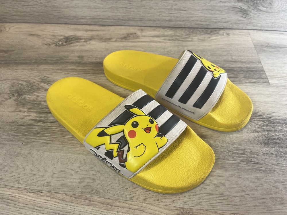 Adidas Pokemon Pikachu Slides Sandals Yellow Size 5 Flip Flops FW7430