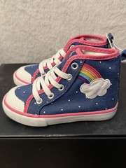 Gymboree Blue/Pink/White Polka Dot Rainbow High Top Lace Up Sneaker Kids US 8