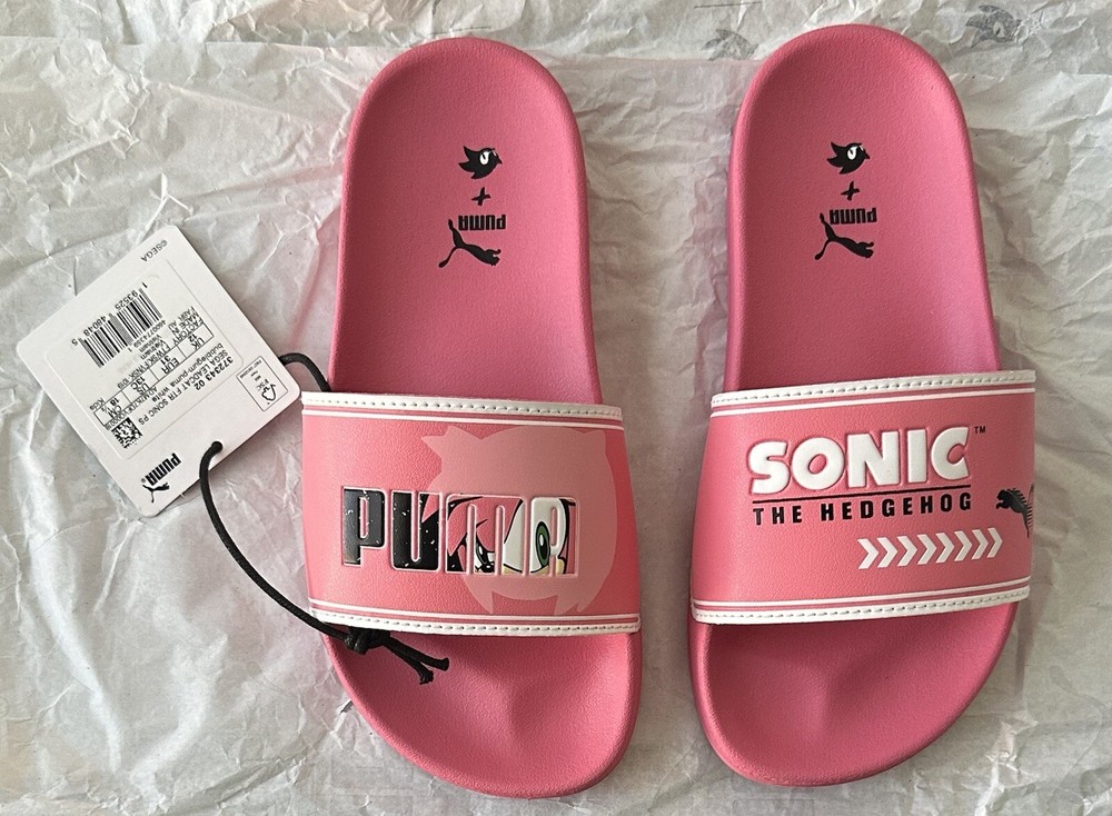 Puma SEGA Leadcat FTR Sonic Kids US Size 13C Slide Slip On Bubblegum-Puma White