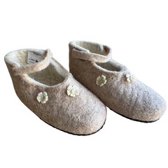 SATCH&SOL Handmade Artisan Wool Felt Mary Jane Slippers Kid Sz 13 Foral Mongolia