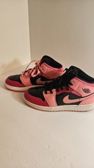 Nike Air Jordan 1 Mid GS Coral Pink Black 554725 662 Kids 4Y/ Womens Sz 6 (OB)