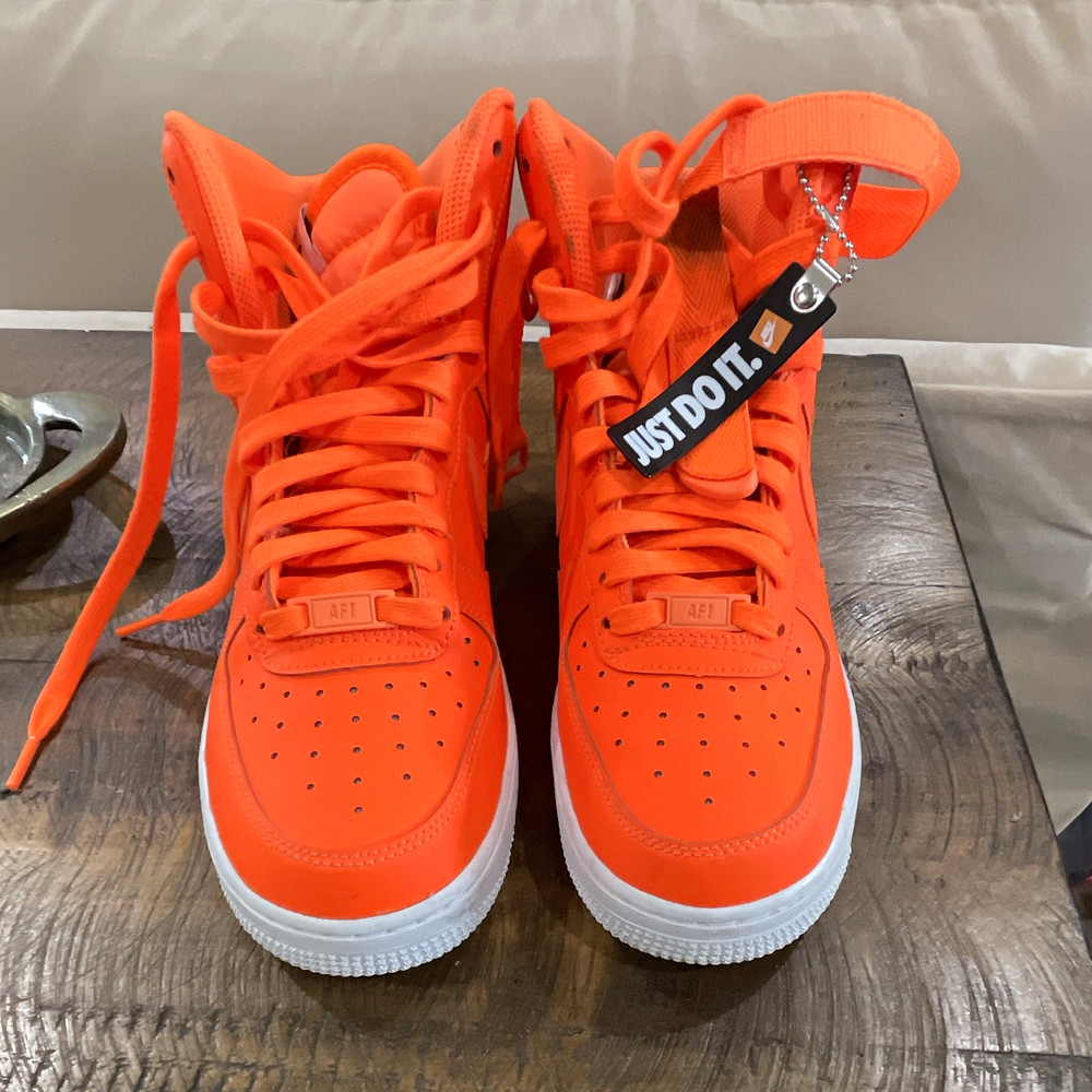 Nike Air Force 1 High LV8 Unisex Kids 6.5Y Orange/White Leather High Top