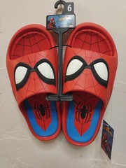 Marvel Spiderman Kids Sandals US 6 Red/Blue Cushioned Logo Slip-On