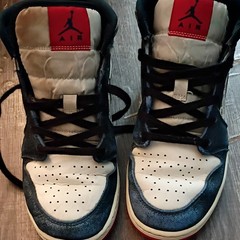 Jordan Air Jordan 1 Mid Unisex Kids Mid-Top Leather Lace-Up Blue/Red 6.5
