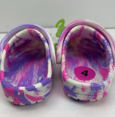 CROCS Kid’s Size 4 Classic Glow In Dark Clogs Marbled Pink Purple Slip On NWT