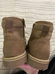 Boys Brown Lace Up Boots Size 4 Side Zip Combat Ankle Boots Lug Sole