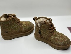 UGG Neumel II Graphic Stitch Logo Toddler Size 9 Chestnut Brown Side Zip Boots