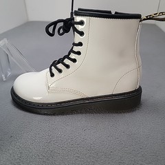 Dr. Martens 1460 White Patent Leather Combat Boots Lace Up/Zip Ankle Size 4M 5W