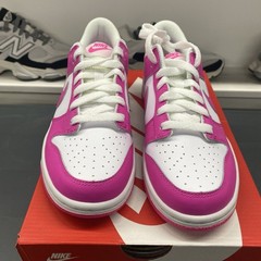 Nike Dunk Low (GS) White Pink Laser Fuchsia Sneaker Shoes FB9109-102 Size 5.5Y