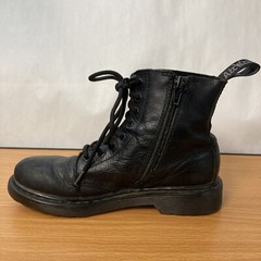 Dr. Martens 1460 Pascal Mono J Black Side Zip Lace Up Combat Boots Kids Size 3