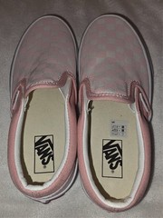 VANS Off The Wall Slip on Pink & White Checkered Canvas Skate Shoes Kids Size 1
