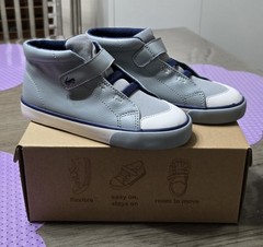 See Kai Run Drew Gray Blue Sneakers Hook & Loop Lace Up Unisex Kids Size 12