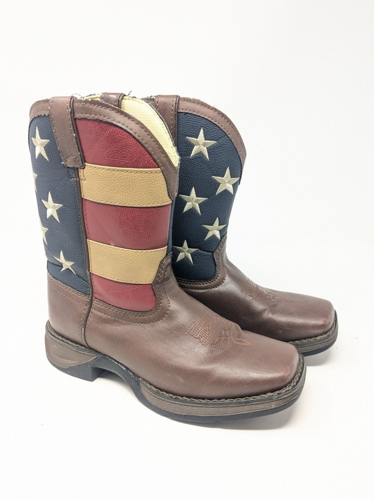 Durango Lil Rebel 8″ Cowboy Western Boots US Flag Kids 4 M DBT0160 4th Of July