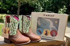 Ariat Little Kid Sz 6 Brown Leather Zip Cactus Cowgirl Western Boots~BRAND NEW