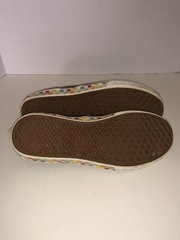 Worn Vans Checkerboard Classic Slip-On Skateboard Shoes 6.5 Rainbow Sidewall