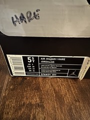 2009 Jordan Air 1 Hare GS Mid Top Leather White/Red/Silver 5.5Y 374457-011