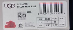 UGG Kids Fluff Yeah Slide Red Size 2-6 New