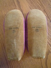 Maroon Colored Leather Suede & Fleece Lined Moccasin Slippers Youth Size 2