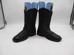Rock’Em Black Leather Smooth Ostrich Print Western Boots Little Kids Size 13