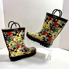 ANGRY BIRDS Unisex Kids Rubber Rain Boots sz 13 – 1 Colorful All Over Print