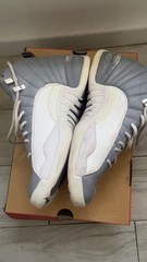 Jordan Air Jordan 12 Leather Mid Top Lace-Up Sneakers Gray/White Men 8