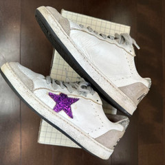 GOLDEN GOOSE GGDB BALLSTAR White Leather Purple EU:33 US:1.5Y Kids Sneakers