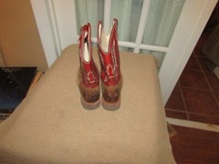 Old West BSC1889 Burgundy Leather Pull On Square Toe Western Boots Kids US 2 D