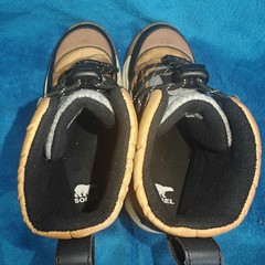 Sorel Kids Size 4 Tan Black Winter Snow Boots Faux Fur NY5288-253 Waterproof