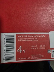 Nike Air Max Nova GS White University Red Black Unisex Kids US 4Y FN4446-100