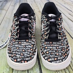 Nike Air Force 1 JDI „JUST DO IT” All Over Print Shoes Size 5.5Y w/Box & Sticker
