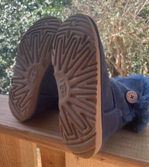 UGG Kids Boots Size 2 Bailey Button Suede Sheepskin Lining Warm Blue