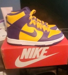 Nike Dunk High Lakers Retro Deadstock Gs Size 6y 7.5 Woman New With Box