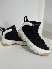 Jordan Air Jordan 9 Mid Top Leather Sneakers Black/White/Gold 6.5Y 60