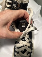 Burberry Kids Mini Larkhall Teddy Bear Monogram Black High-Top Sneakers 13 RARE