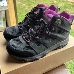 New! Merrell Girls Moab 3 Mid Waterproof Hiking Shoe, Granite/Berry, 6 Medium