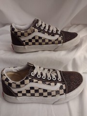 Van’s Off The Wall Distressed Checked Kids Skate Board Sneakers